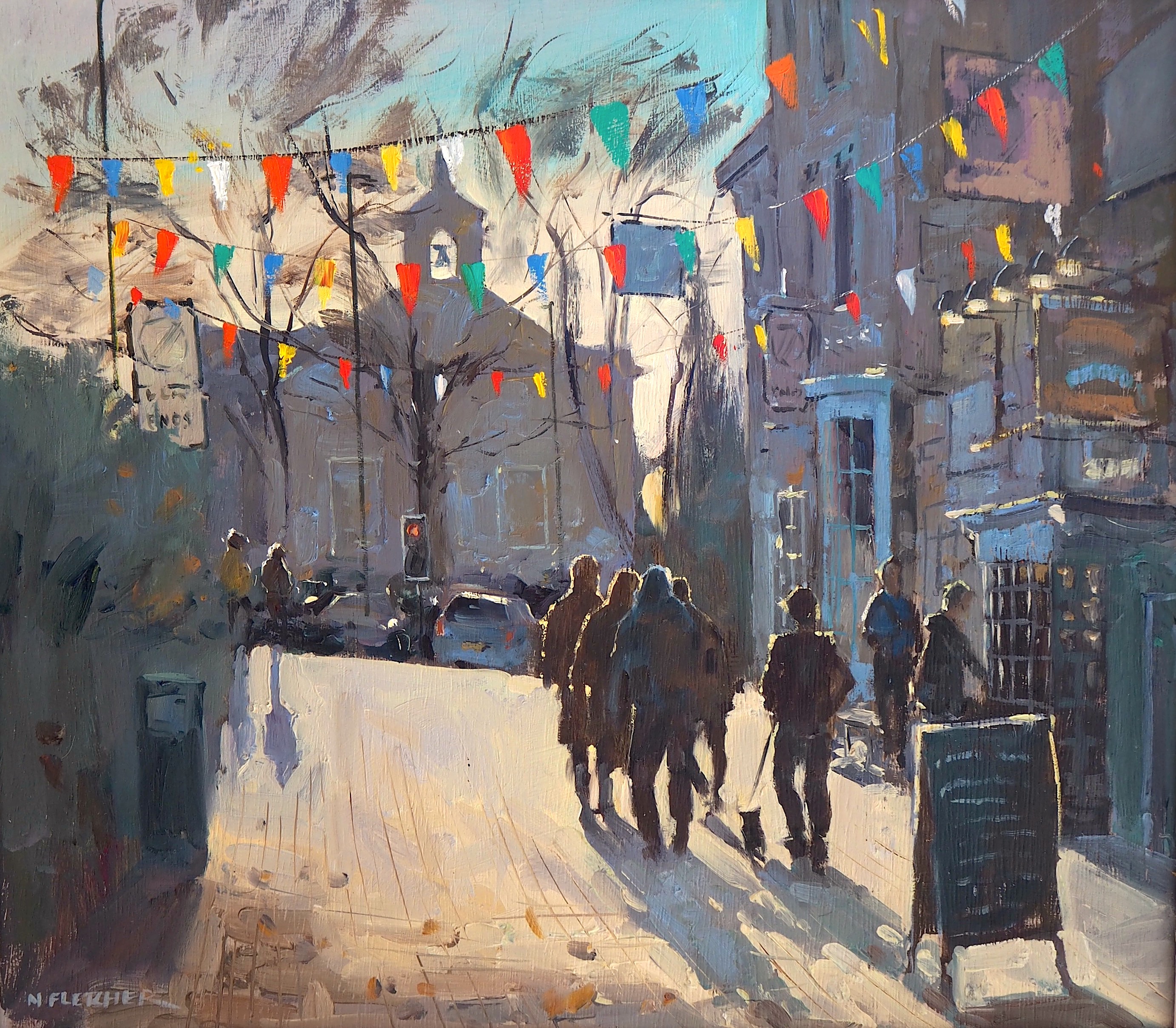 Bright sunlight down Middle Row, Chippy